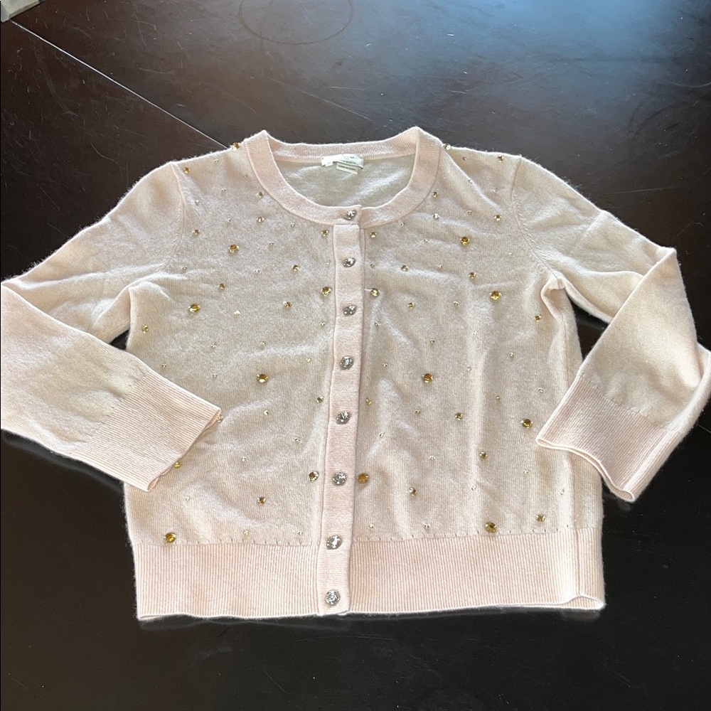 Kate Spade Wool Pink Embellished Cardigan Sweater